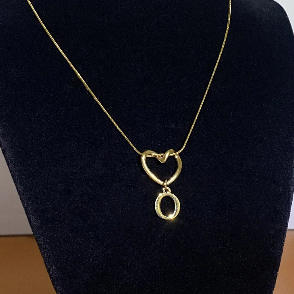 Choker necklace with initial letter and heart pendant