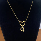 Choker necklace with initial letter and heart pendant