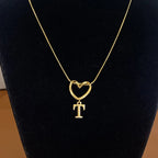 Choker necklace with initial letter and heart pendant
