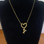 Choker necklace with initial letter and heart pendant