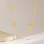 Collar Gargantilla con Colgantes de Trébol de 4 Hojas