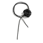 Collar Gargantilla Elegante Colgante Gran Flor de Rosa negra 1