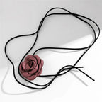 Collar Gargantilla Elegante Colgante Gran Flor de Rosa lila