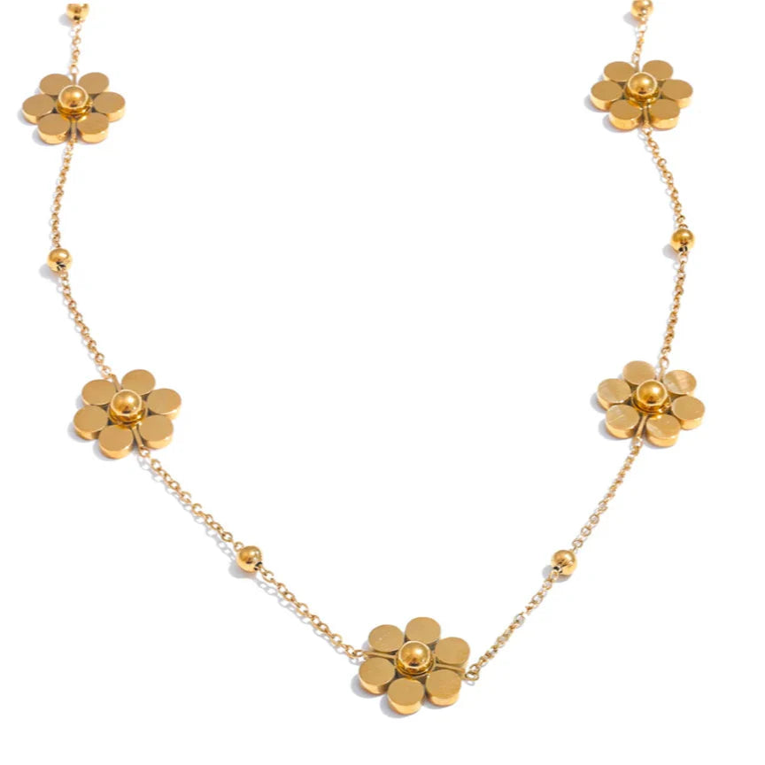 Collar Gargantilla con Colgante de Flores en oro