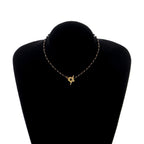 Collar Gargantilla Colgante Flor negra y oro