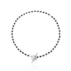 Collar Gargantilla Colgante Flor negra y plata