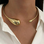 Collar Gargantilla con Colgante de Gota de Agua oro