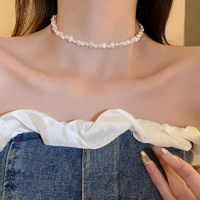 Collar Gargantilla Estilo Barroco en Perlas