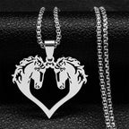 Collar Colgante Cabeza de Caballo Mujer Niña caballo doble plata