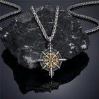 Collar Vikingo con Colgante Brújula Vegvisir en oro