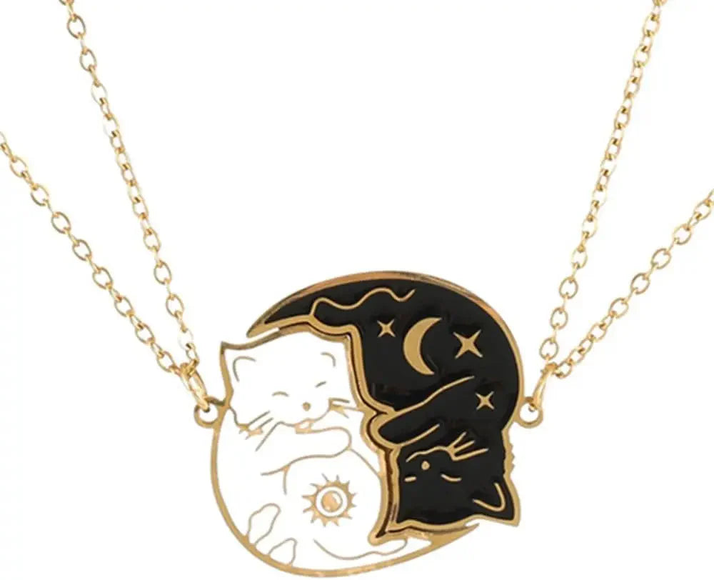 Collares para Parejas Colgante Gatos Lindos oro