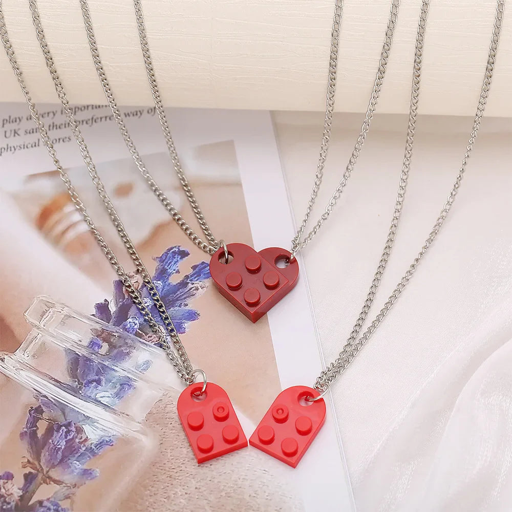 Collares para Parejas de Amigos Colgante Corazón Fashion rojo