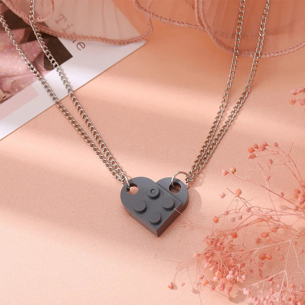 Collares para Parejas de Amigos Colgante Corazón Fashion gris