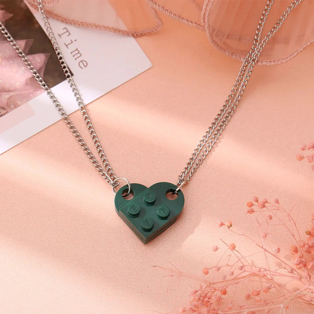 Collares para Parejas de Amigos Colgante Corazón Fashion verde