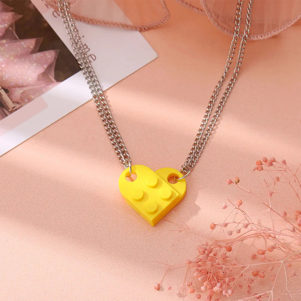 Collares para Parejas de Amigos Colgante Corazón Fashion amarillo