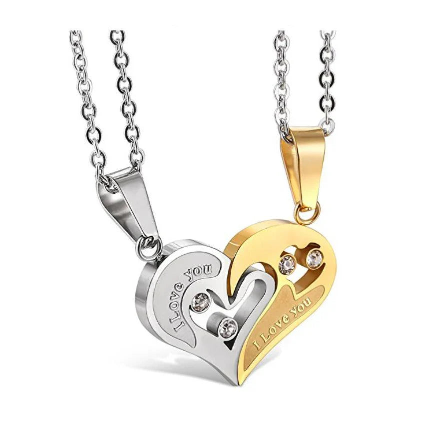 Collares para Parejas Mejores Amigos Colgante Corazón plata y oro
