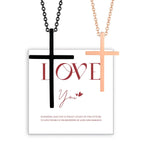 Collares para Parejas Colgante Cruz Negra y Oro Rosa