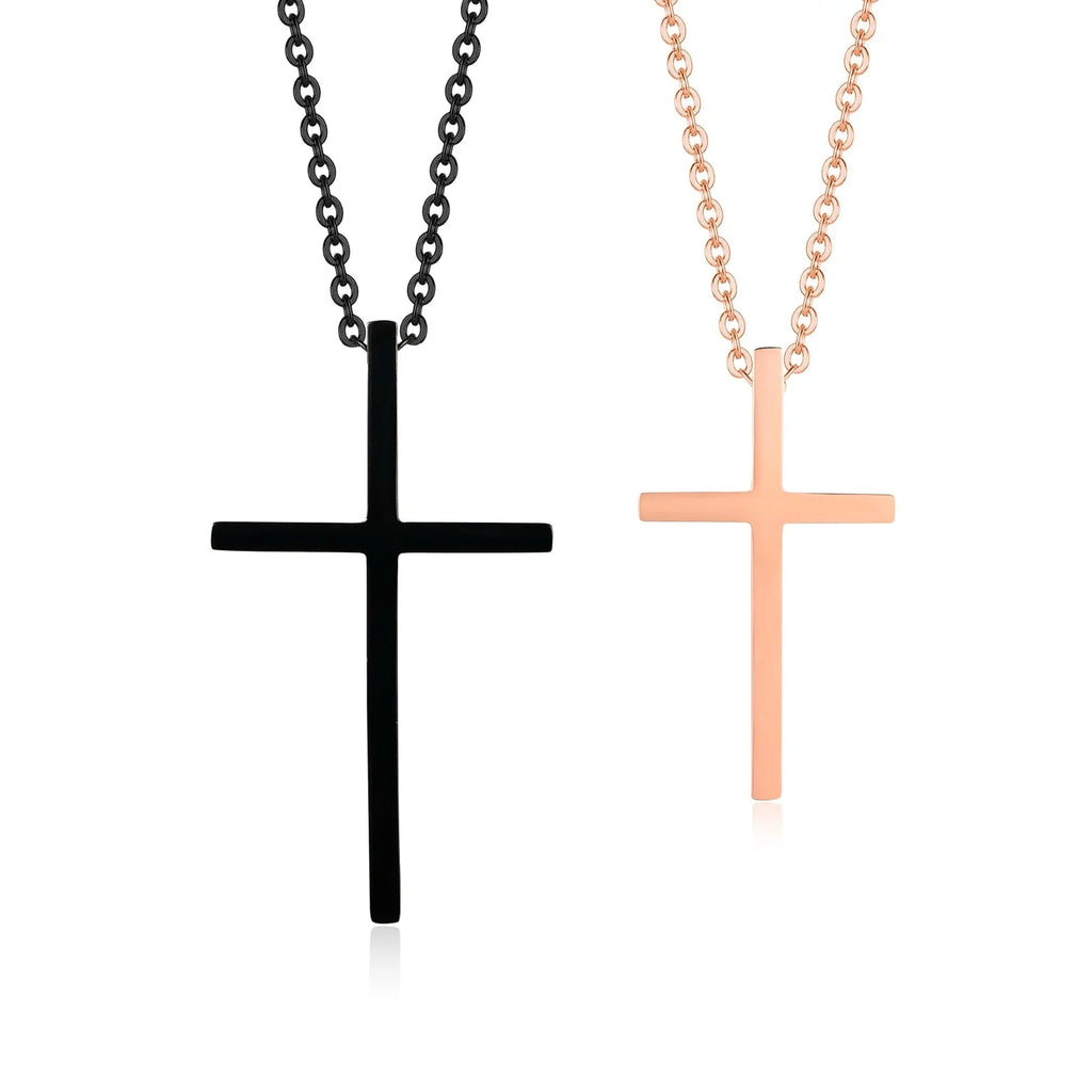 Collares para Parejas Colgante Cruz Negra y Oro Rosa