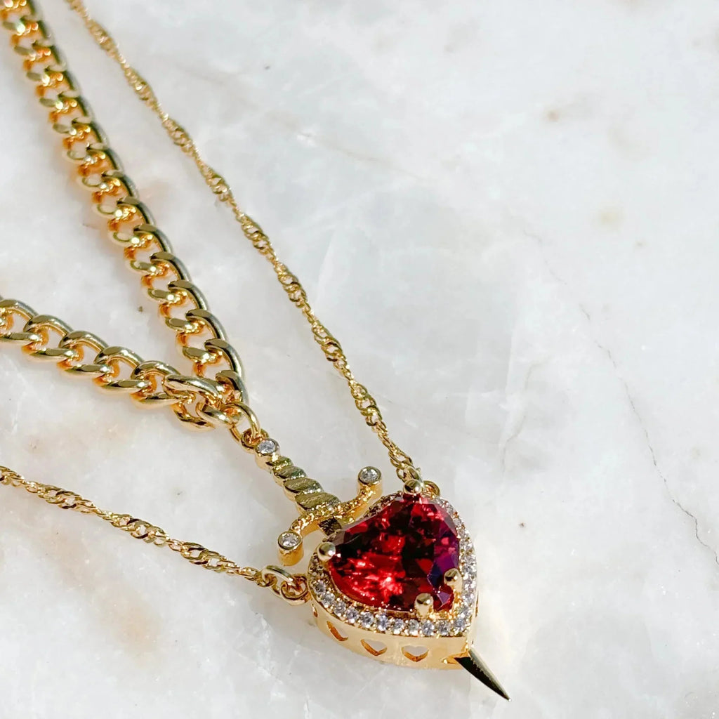 Collares con Colgante Espada y Corazón para Parejas