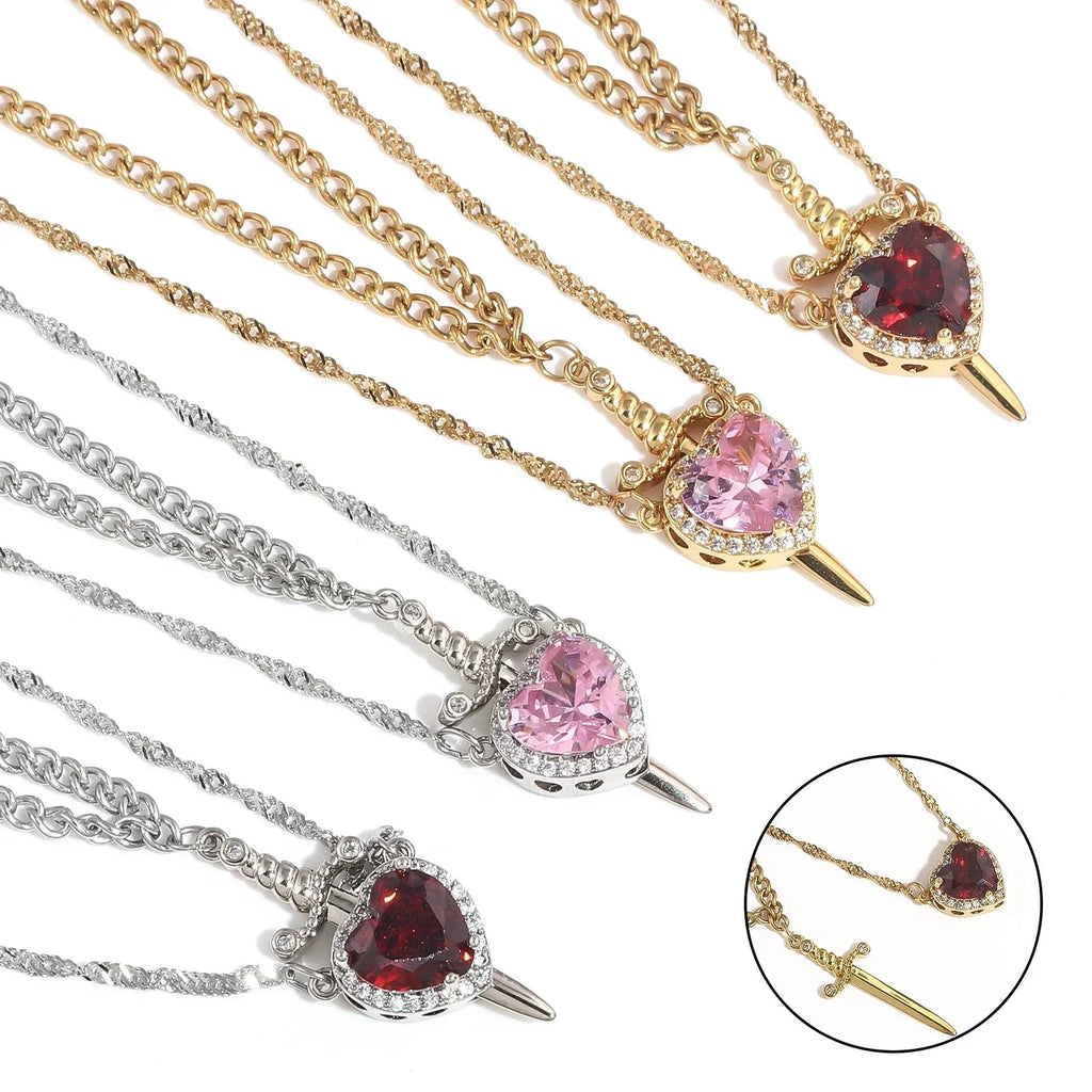 Collares para Parejas Colgante Espada y Corazón