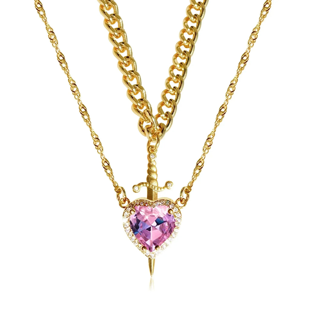 Collares con Colgante Espada y Corazón para Parejas