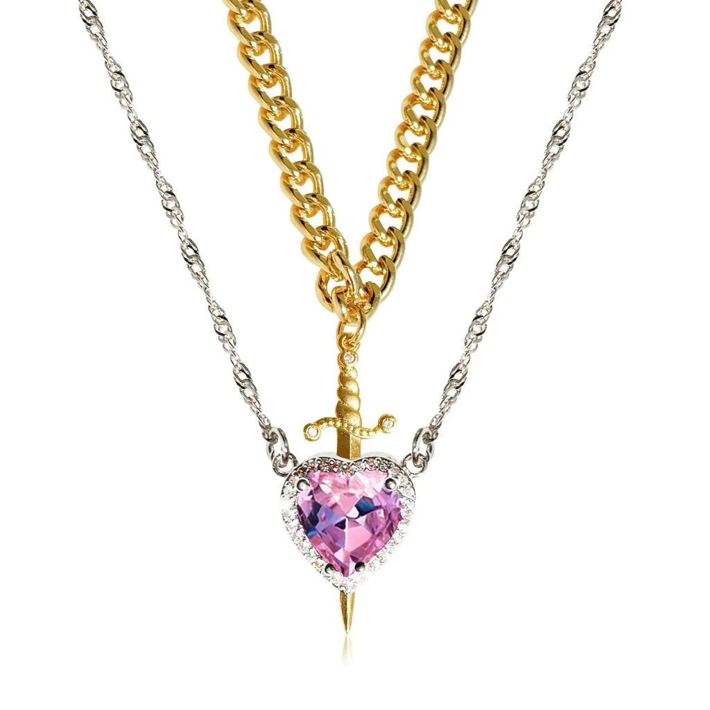 Collares con Colgante Espada y Corazón para Parejas