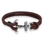 Pulsera de doble ancla para hombre marrón