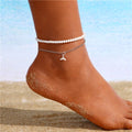 Pulsera Doble de Tobillo con Perlas para Mujer Joyas
