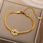Pulsera doble con la estrella de David símbolo judío dorada