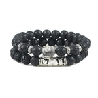 Pulsera Gourmette en Piedras Naturales Budista negro
