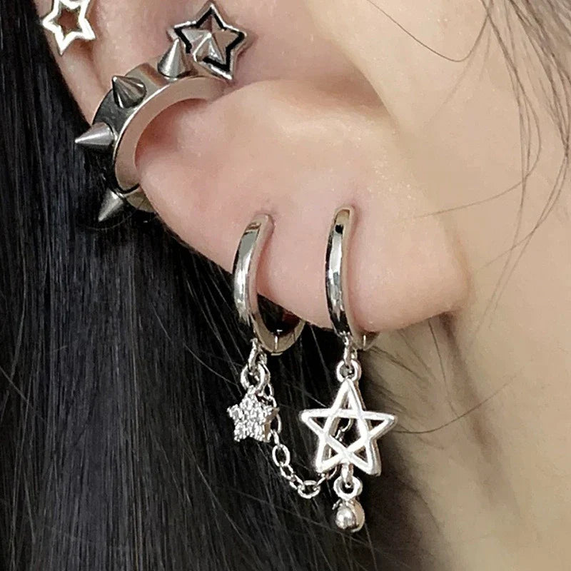 Pendientes dobles de aro Estrellas de David