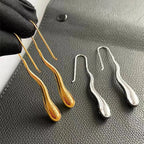 Elegantes Pendientes Colgantes Gota Fina de Agua oro