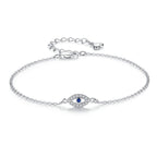 Pulsera Gourmette en Plata contra el Mal de Ojo Azul Griego Turco Matiasma Mataki
