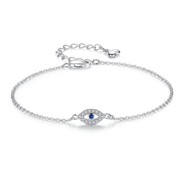Pulsera Gourmette en Plata contra el Mal de Ojo Azul Griego Turco Matiasma Mataki