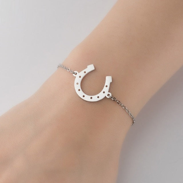 Pulsera Gourmette Herradura Amuleto de la Suerte de Plata