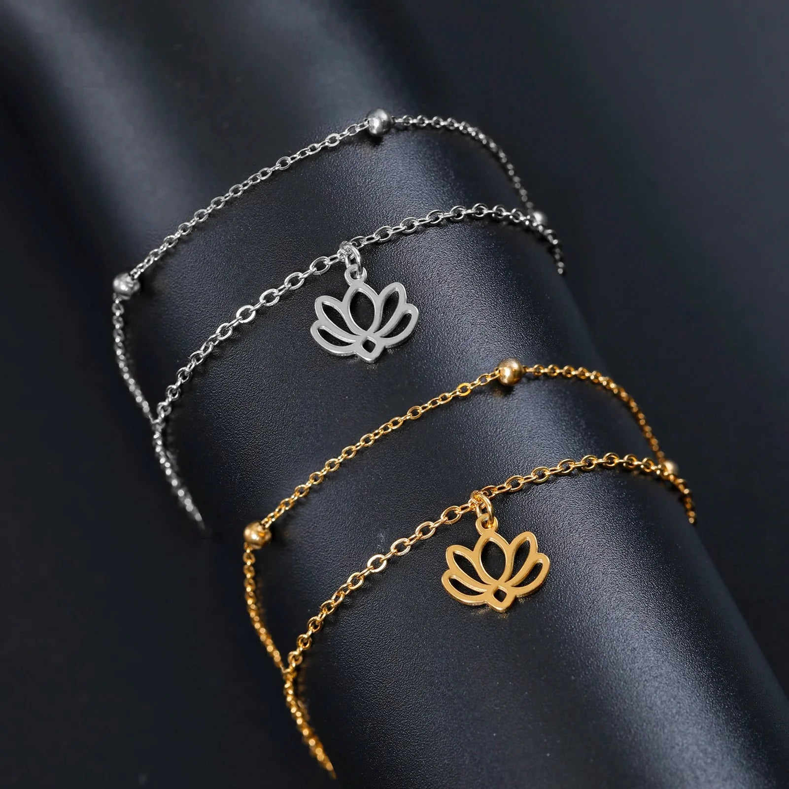 Pulsera Gourmette Flor de Loto para Mujer en plata