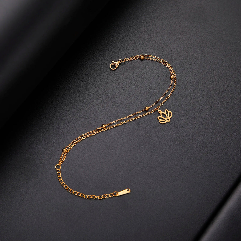 Pulsera Gourmette Flor de Loto para Mujer en oro