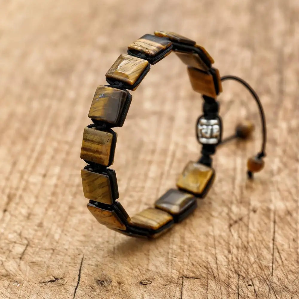 Pulsera de Cordón para Mujer con Gourmette y Ojo de Tigre