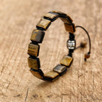 Pulsera de Cordón para Mujer con Gourmette y Ojo de Tigre