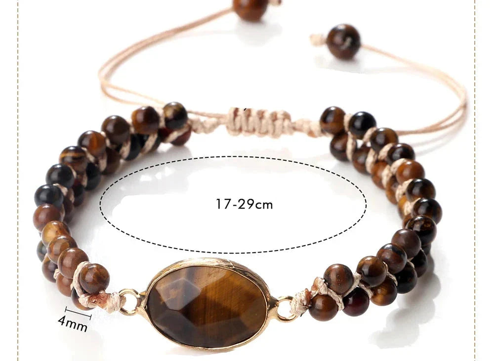 Gourmette Ojo de Tigre Mujer Pulsera de Cuero