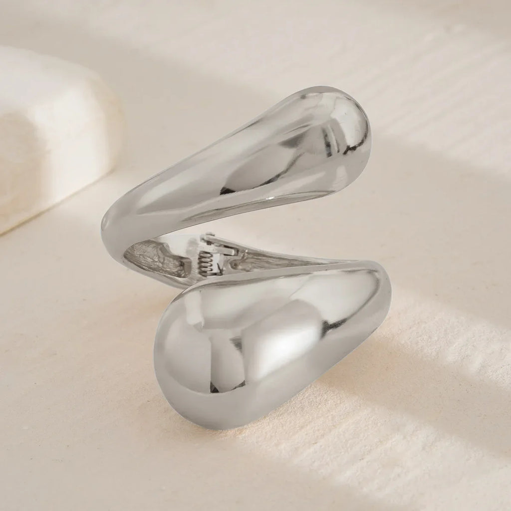 Gran Pulsera Gourmette Gota de Agua plata