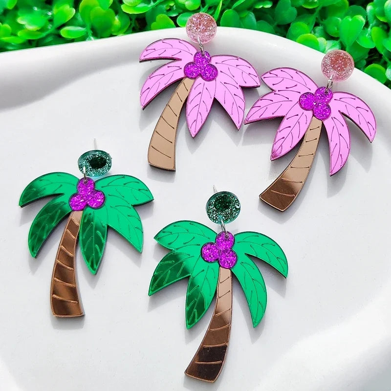 Aretes grandes coloridas de palma