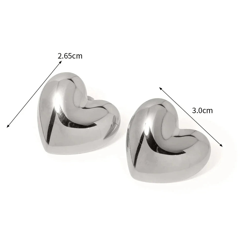 Aretes Grandes de Corazón para Mujer