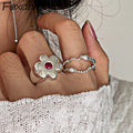 Anillo Grande Flor y Circonio