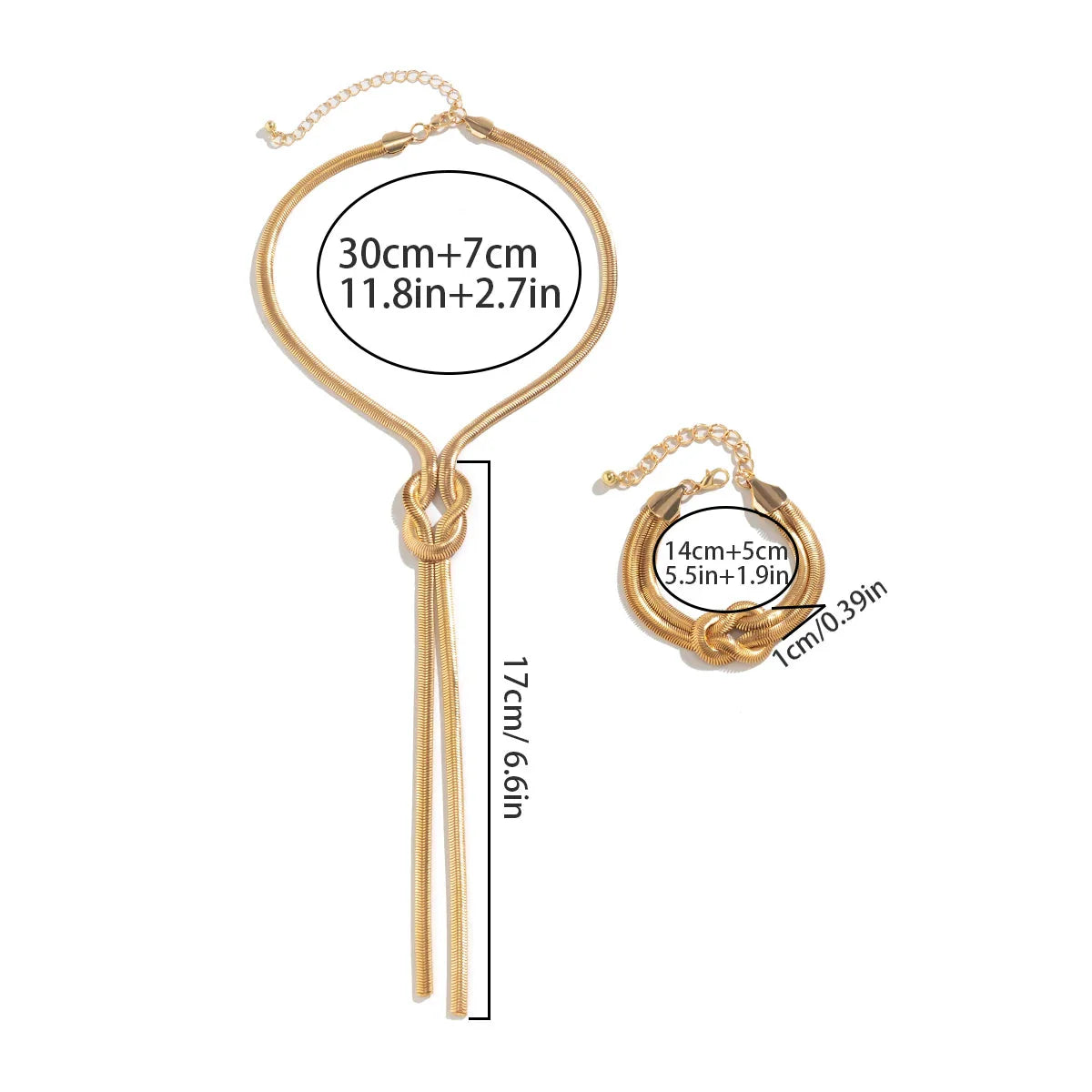 Collar largo de escote y su pulsera con nudo