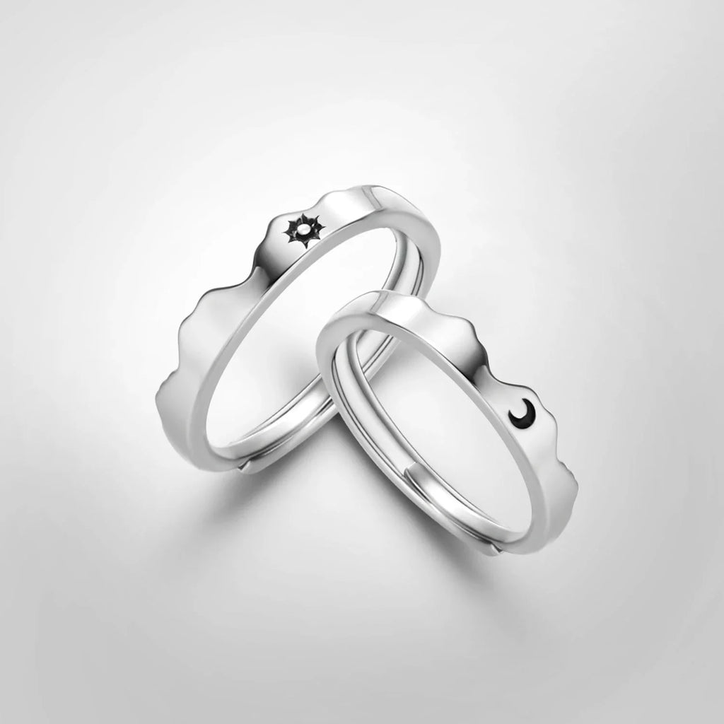 Juego de 2 Anillos para Parejas Anillo Sol y Luna Romántico