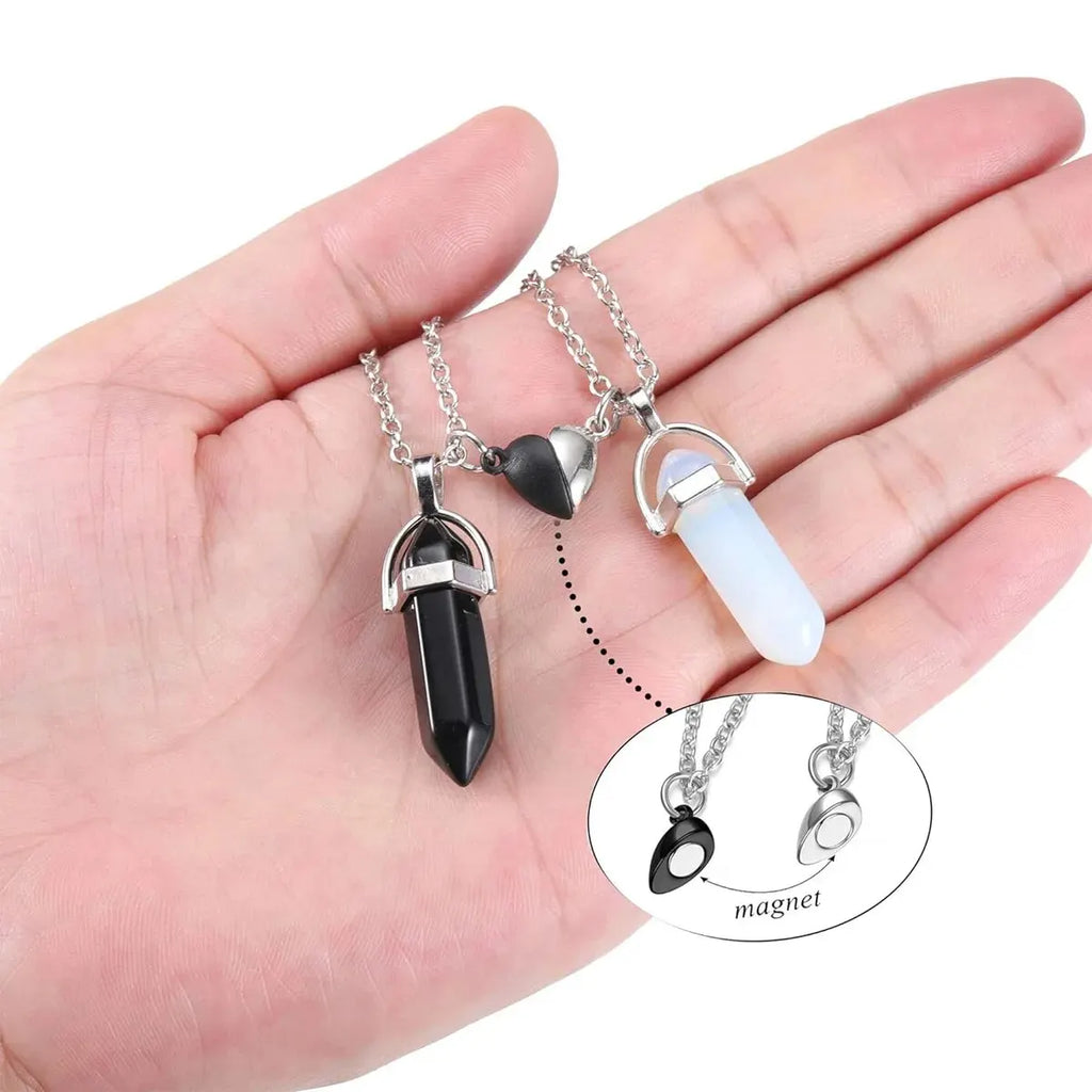 Juego de 2 Collares con Colgante de Piedra para Pareja 