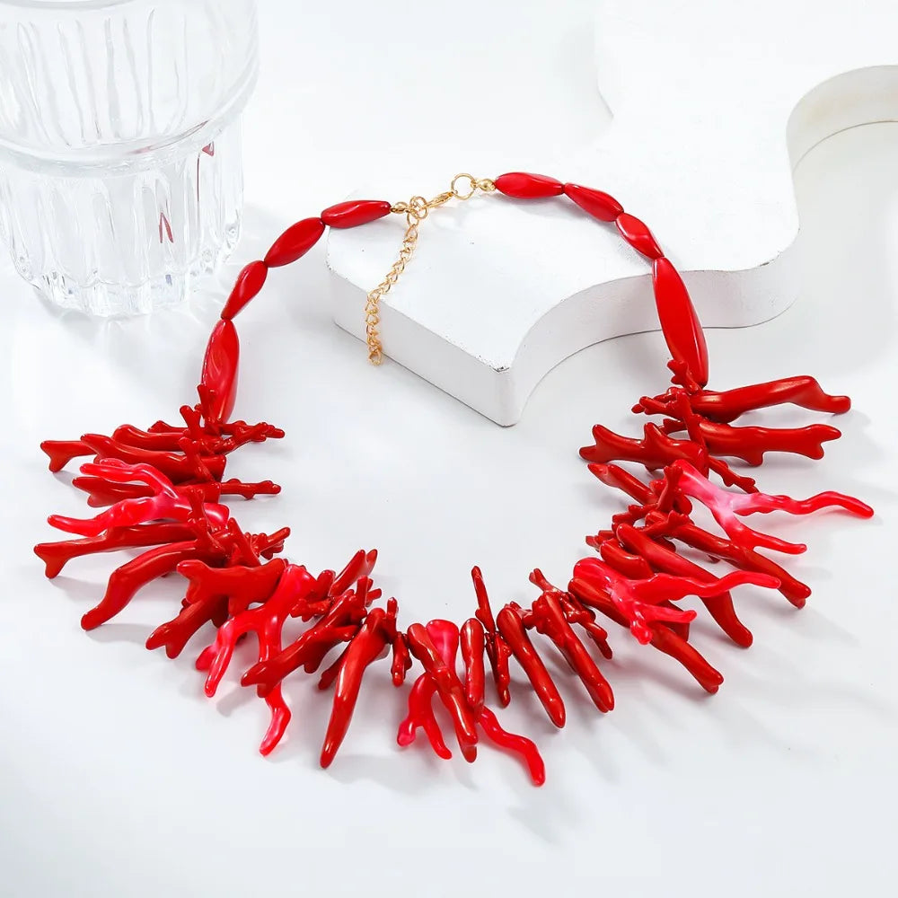 Lote de 2 collares de coral rojo