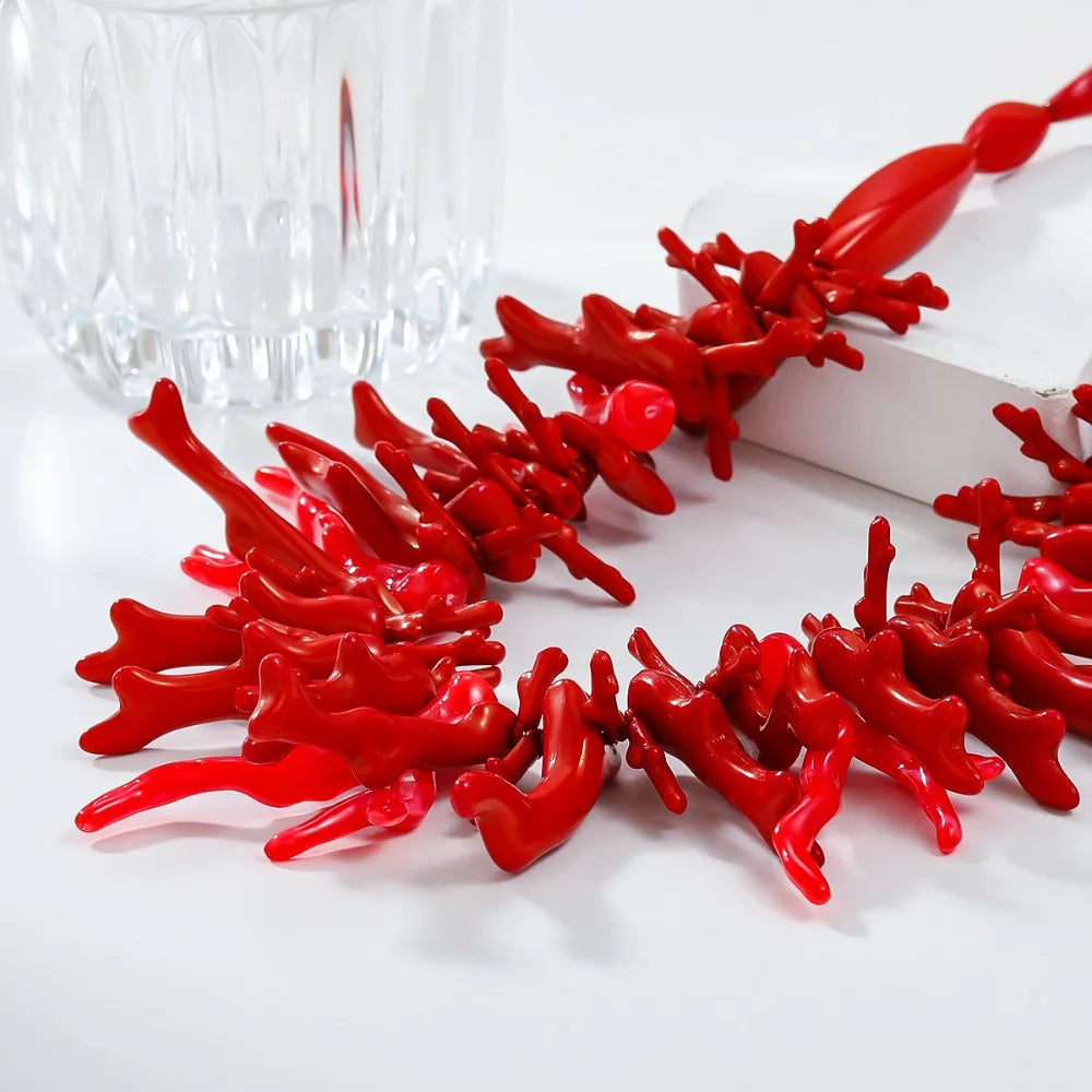 Lote de 2 collares de coral rojo