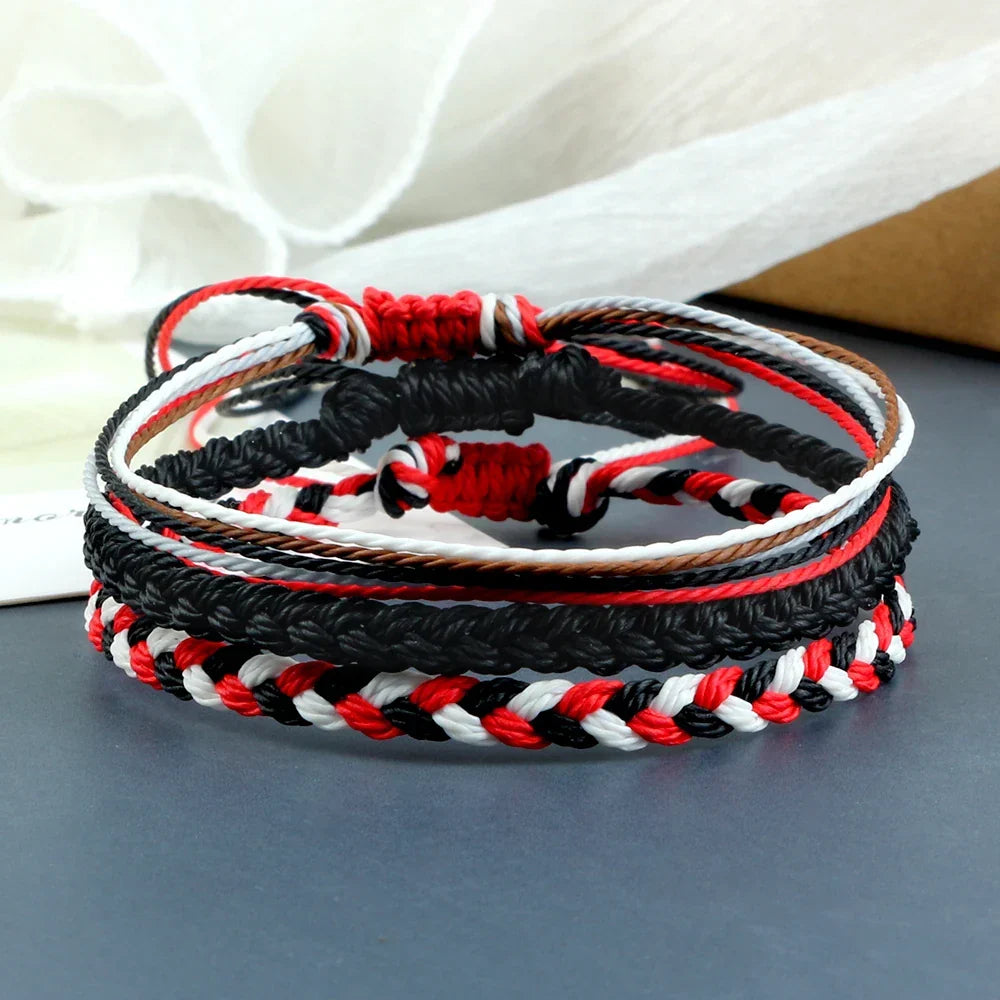 Juego de 3 pulseras brasileñas trenzadas impermeables negras